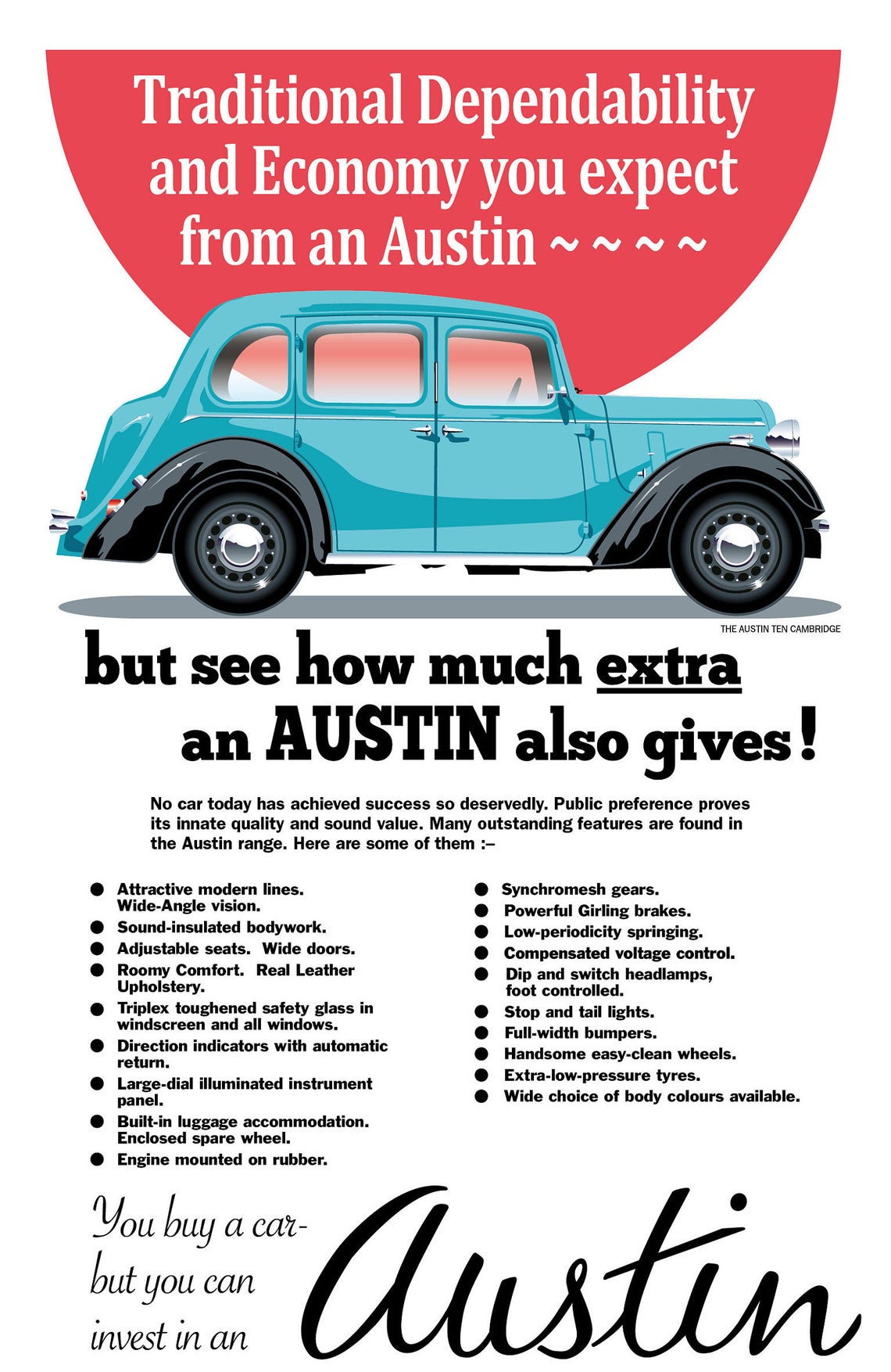 1930's/1940's Austin Ten Motoring Advert