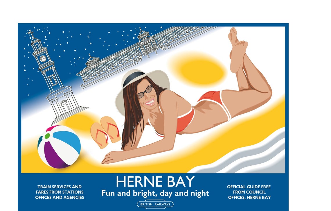 Herne Bay Beach, Seafront, Clock Tower, Central Bandstand, Kent
