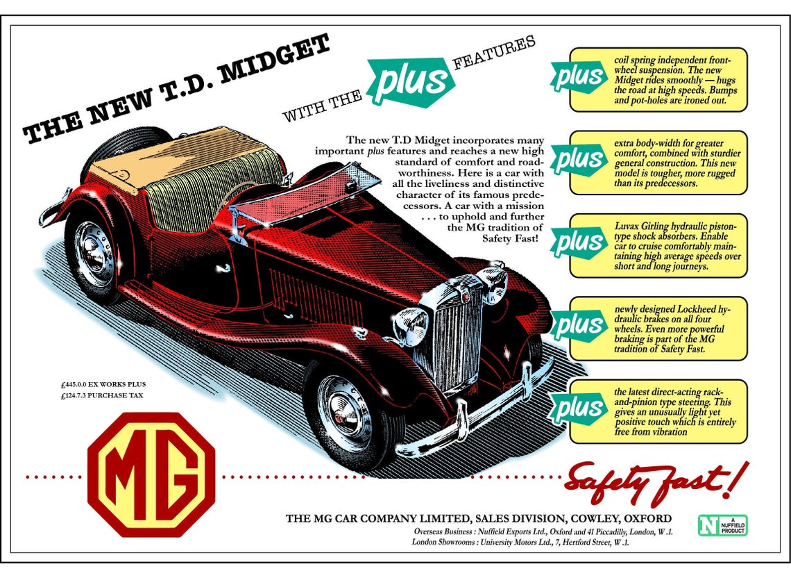 1950's MG TD Midget Motoring Advert
