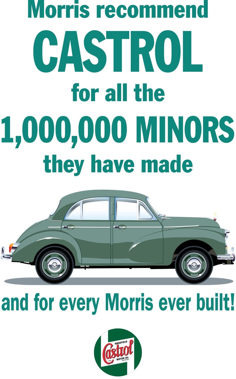 1950's/1960's Morris Minor Castrol Motoring Ad