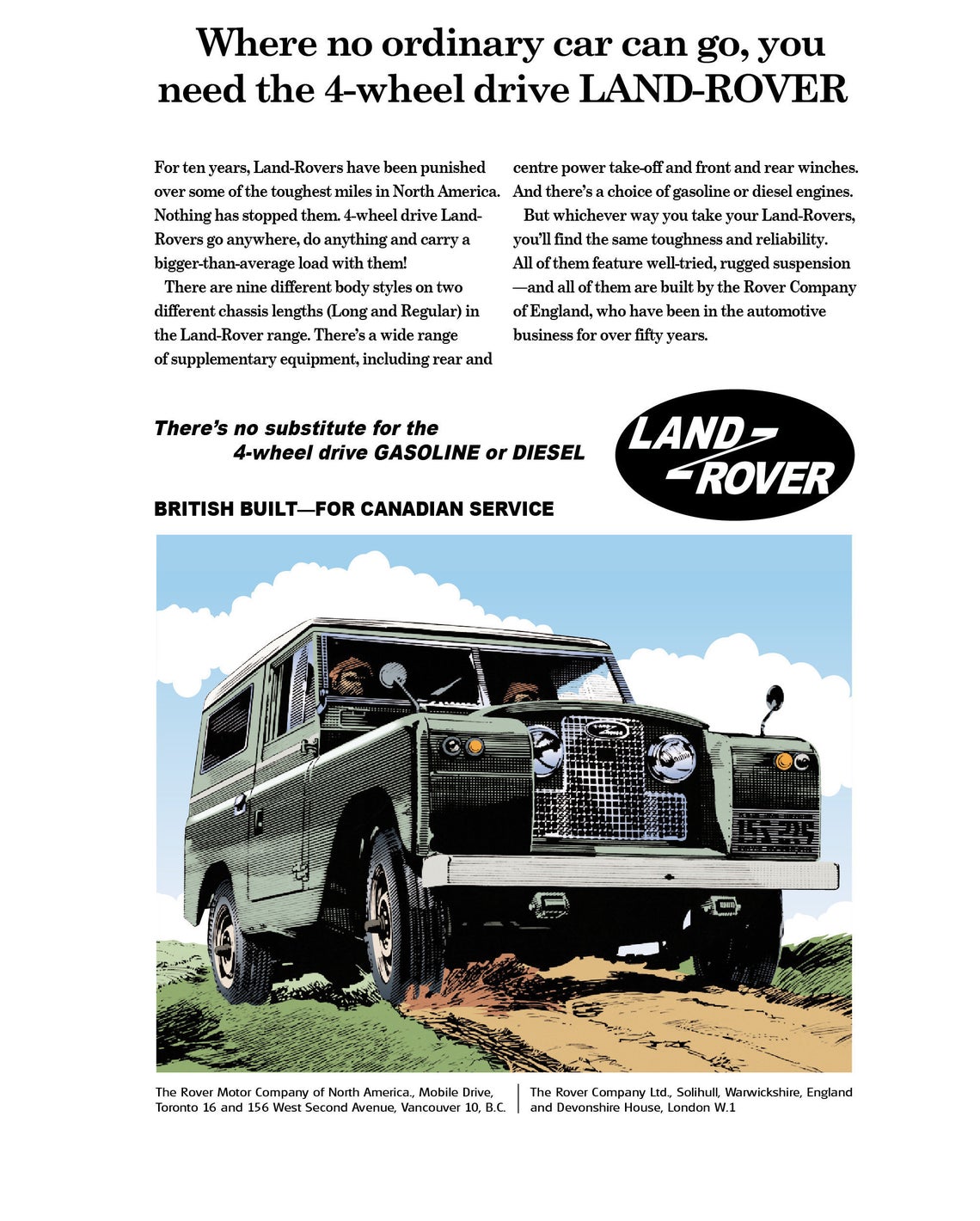 1960's Land Rover Canadian Overseas 4 x 4 Motoring Advert