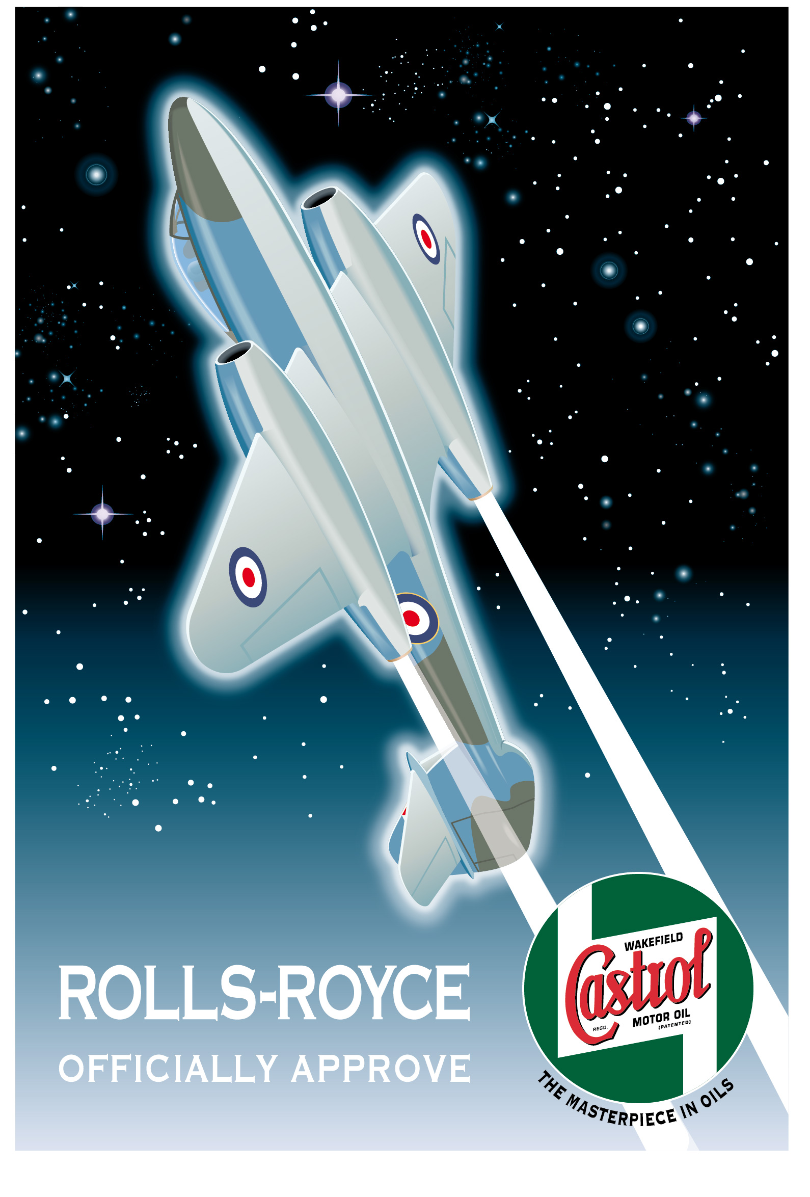 1950's Gloster Meteor Castrol Advert Poster