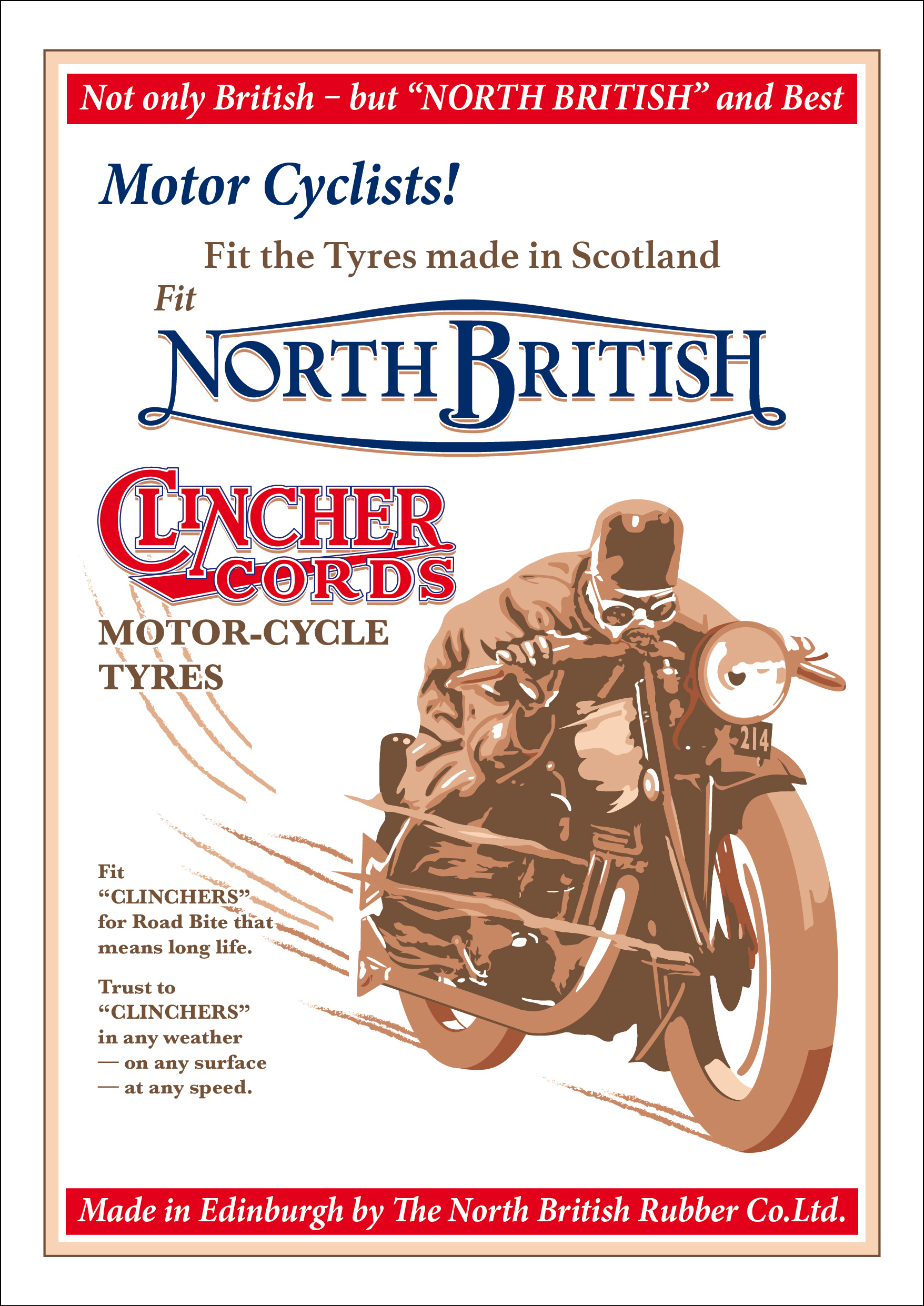 1920's/1930's Clincher Scottish Motorcycle Tyre Advert